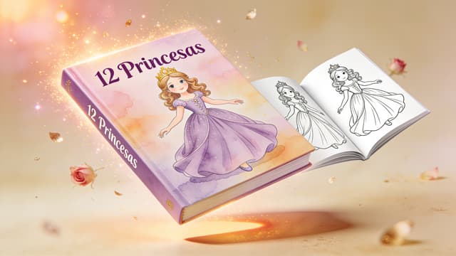 Livro de colorir 12 Princesas Encantadas personalizado